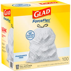 Glad Force Flex 13 gal No Scent Kitchen Trash Bags Drawstring 100 pk