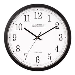 La Crosse Technology 14 in. L X 14 in. W Indoor Modern Analog Atomic Wall Clock Glass/Plastic Black