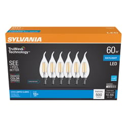 Sylvania Truwave B10 E12 (Candelabra) LED Bulb Daylight 60 Watt Equivalence 6 pk