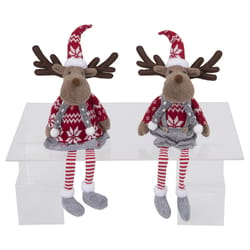 Gerson Multicolored Holiday Moose Shelf Sitters Table Decor 23 in.