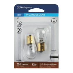 Westinghouse 12 W S8 Specialty Incandescent Bulb D.C. Bayonet White 2 pk