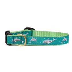 Up Country Teal Dolphins Nylon Dog Collar Small