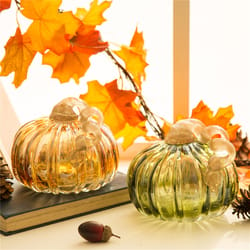 Glitzhome Crackle Pumpkin Tabletop Decor