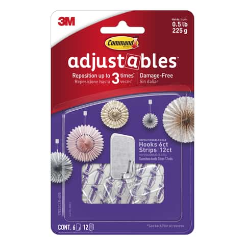 3M Command adjustables Small Brushed Clear Plastic 6.75 in. L Hook 0.5 lb 6  pk - Ace Hardware