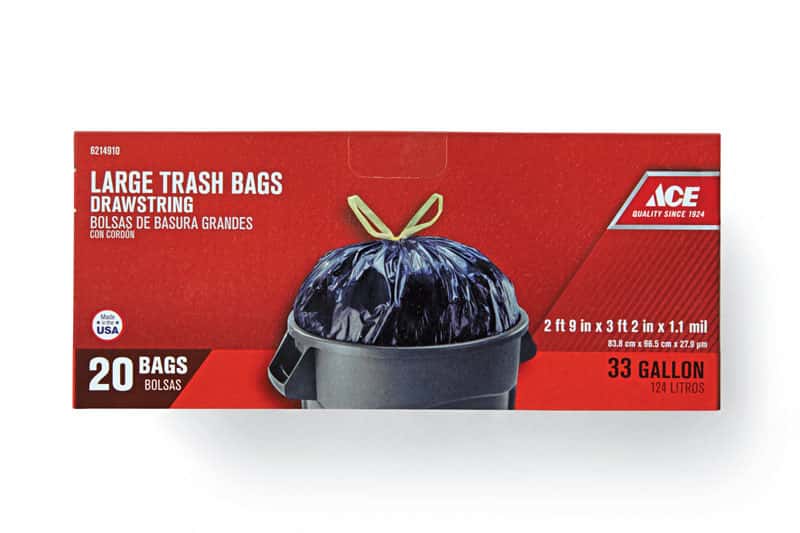 Ace 33 gal. Trash Bags Drawstring 20 pk Ace Hardware