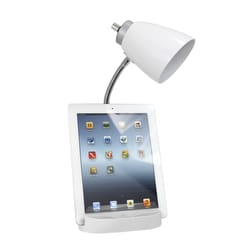 All The Rages Simple Designs 18.5 in. White Organizer Desk Lamp with USB Port