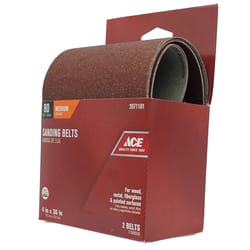 Ace 36 in. L X 4 in. W Aluminum Oxide Sanding Belt 80 Grit Medium 2 pc