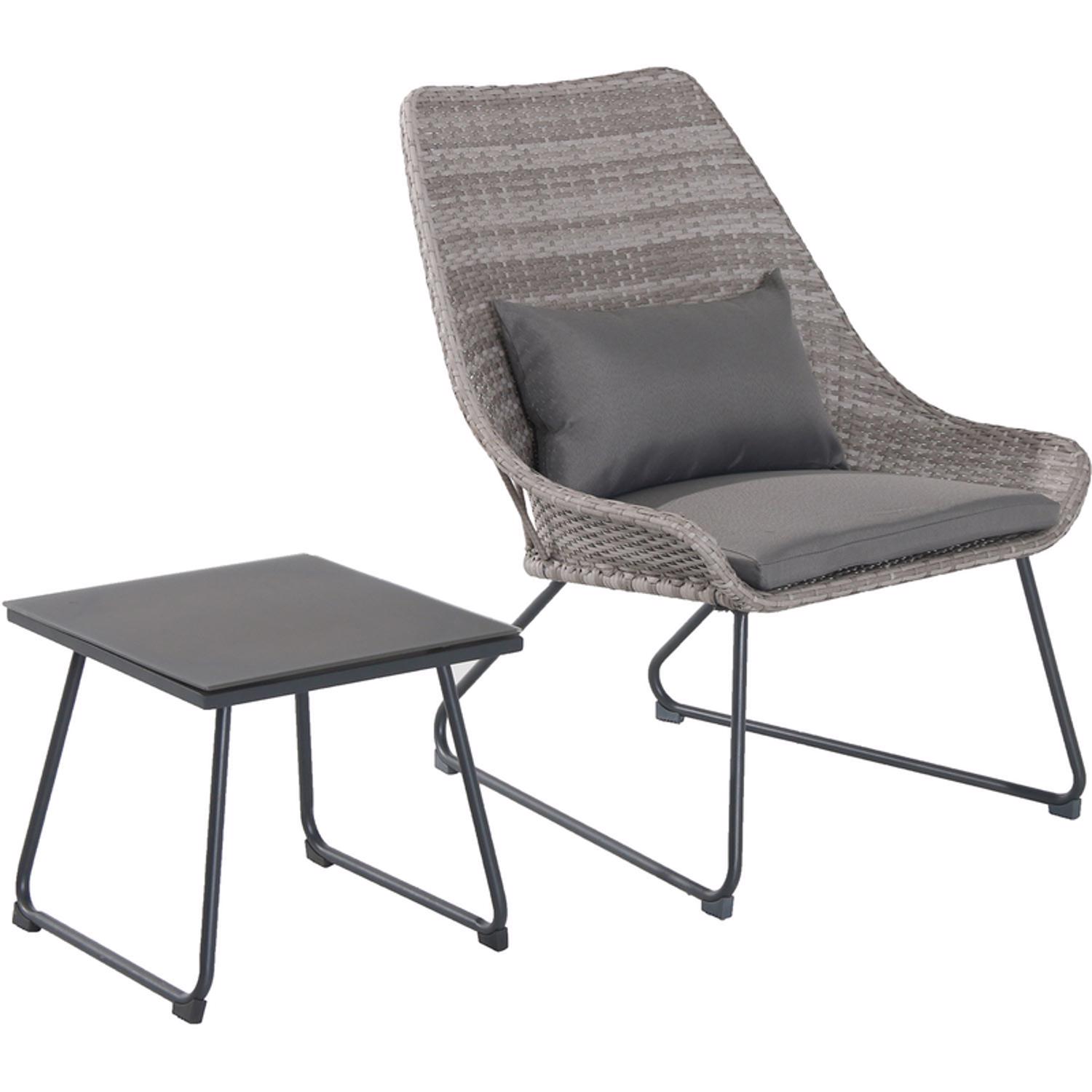 Photos - Garden Furniture Hanover Modern Scoop 3 pc Gray Steel Modern Chat Set Gray ACCENT3PC-GRY 