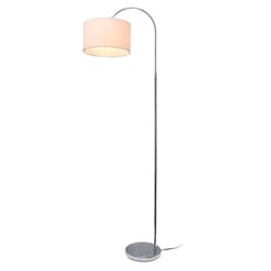 All The Rages Simple Designs 66 in. Brushed Nickel Silver/White High Arch Floor Lamp