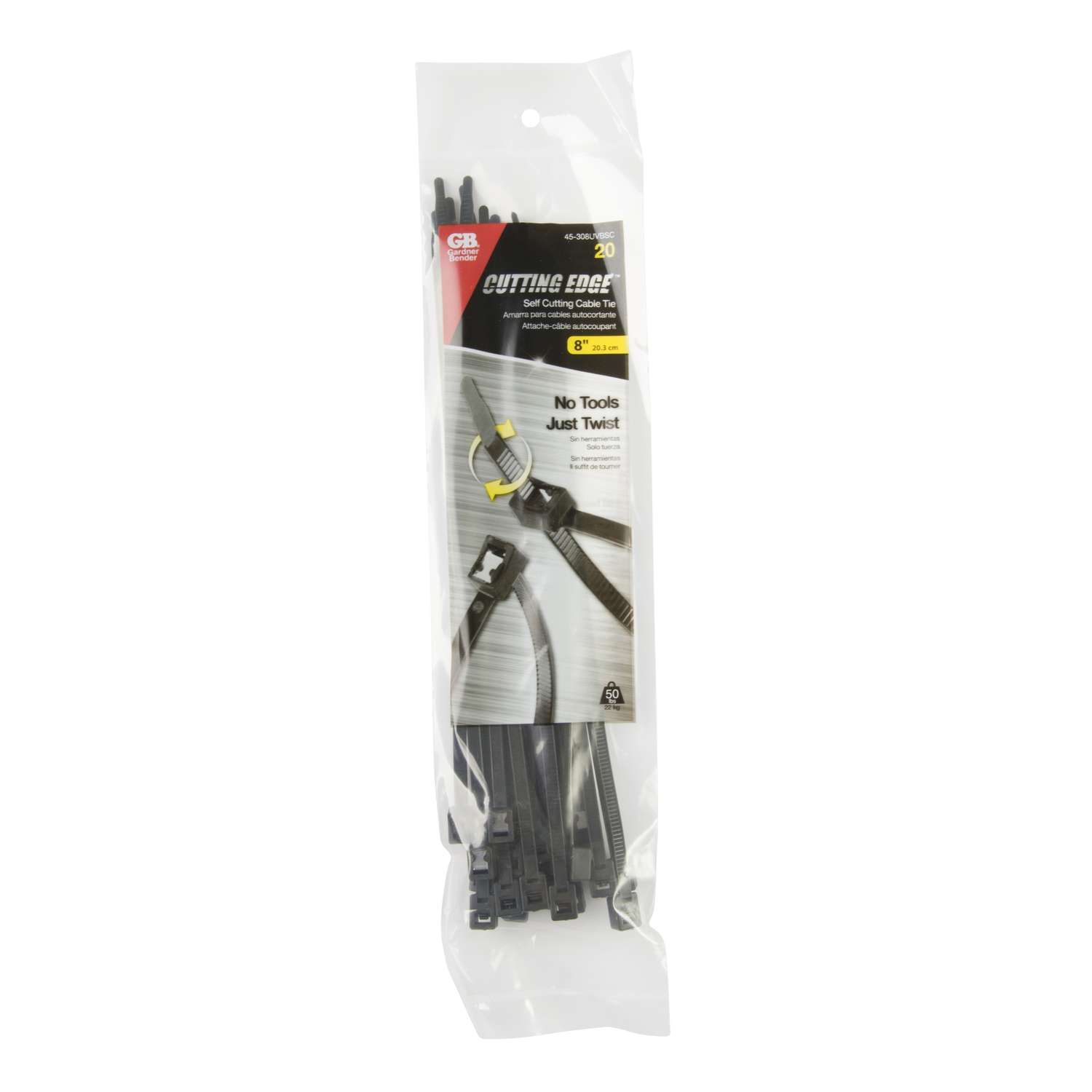 Gardner Bender 8 in. L Black SelfCutting Cable Tie 20 pk Ace Hardware