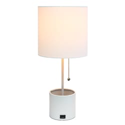 Simple Designs 18.5 in. White Organizer Desk Lamp with USB Port