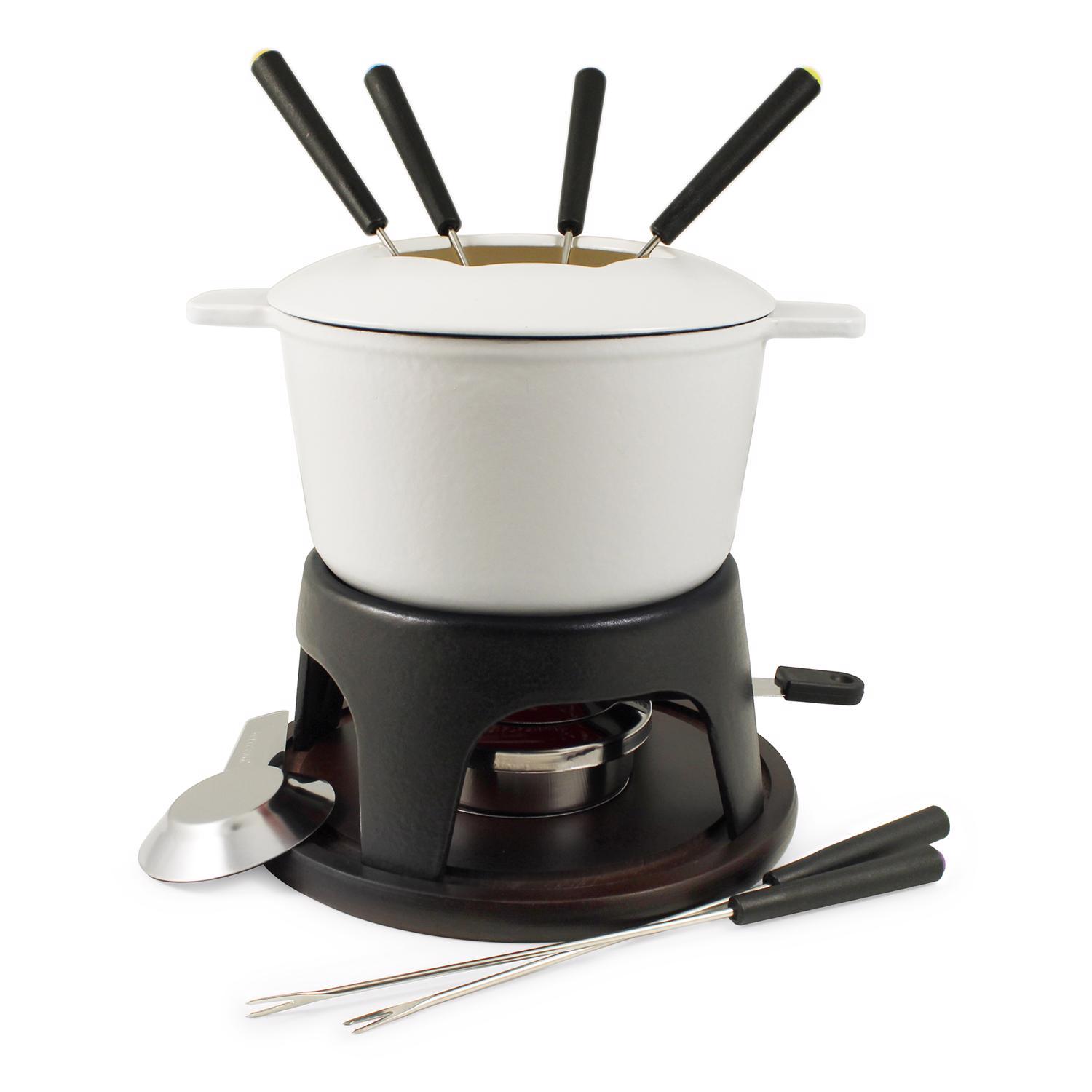Matte Swissmar Sierra White 1.6 qt Cast Iron Fondue Set Sansujyuku sansujyuku.com