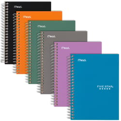 Five Star Mead 5 in. W X 7 in. L College Ruled Wire Bound Assorted Notebook