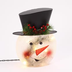 Gerson Multicolored Glass Snowman Table Decor 11 in.