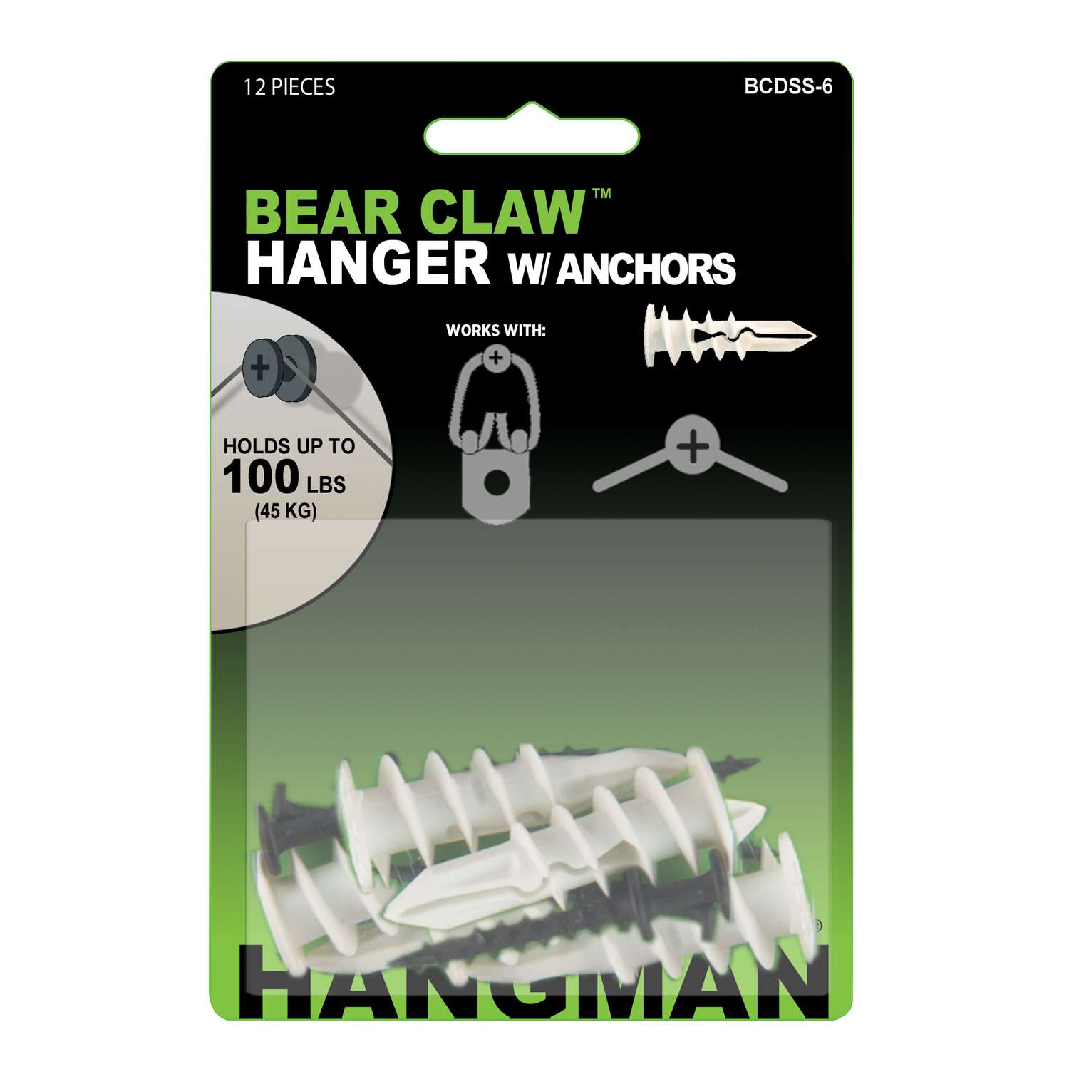Hangman Self-Drilling Wall Hangers w/Anchors 100 lb 6 each