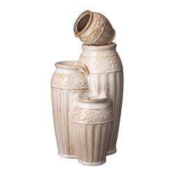 Glitzhome Ceramic Sand Beige 27.25 in. H Fountain