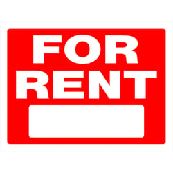 HILLMAN English Red For Rent Sign 18 in. H X 24 in. W