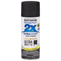 Rust-Oleum Painter's Touch 2X Ultra Cover Ultra Matte Black Paint+Primer Spray Paint 12 oz