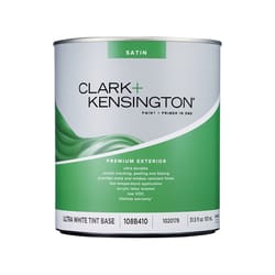 Clark+Kensington Satin Tint Base Ultra White Base Exterior Paint and Primer Exterior 1 qt