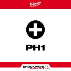 Milwaukee Shockwave Phillips #1 X 2 in. L Impact Power Bit Steel 1 pc