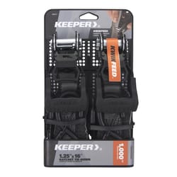 Keeper KwikFeed 1.25 in. W X 16 ft. L Gray Ratchet Tie Down 1000 lb 2 pk