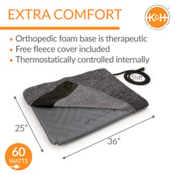 K&H Pet Prodcuts Lectro-Soft Gray Fleece Heated Pet Bed 25 in. W X 36 in. L