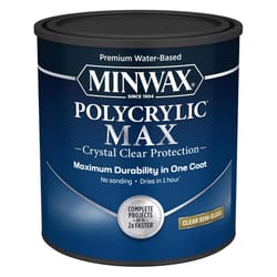 Minwax Polycrylic Max Semi-Gloss Clear Water-Based Polycrylic 1 qt