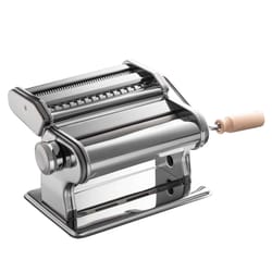 Fantes Silver Stainless Steel Wide Pasta Machine with Double Pasta Cutter