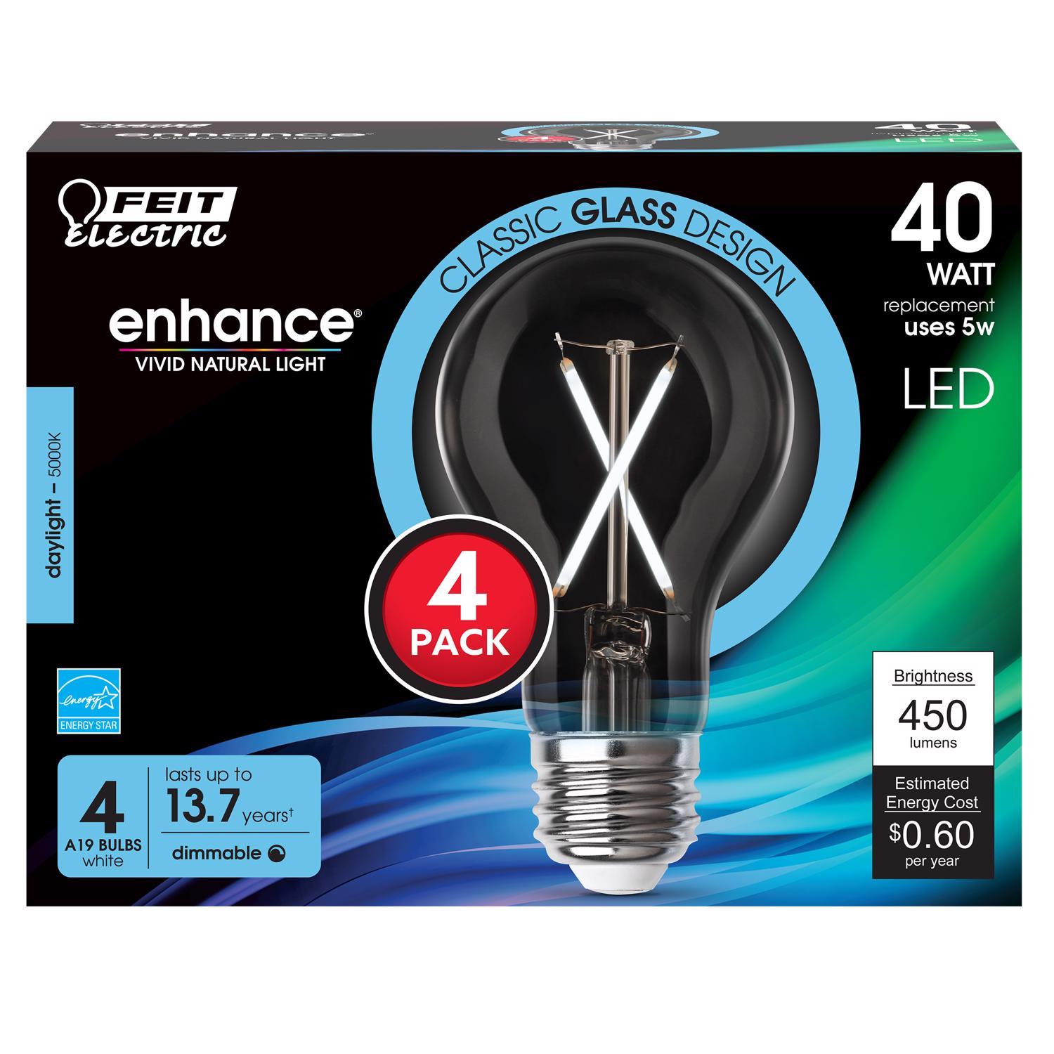 A1940CL950CAFL4 Feit Electric A19 E26 (Medium) Filament LED Bulb D sku A1940CL950CAFL4