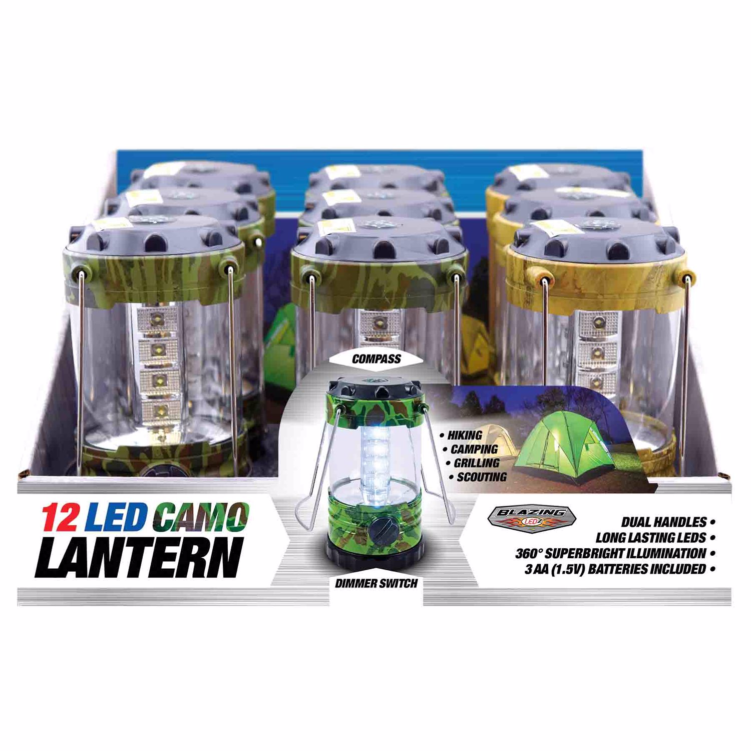 Blazing Ledz 12 LED Battery Operated Camping Lantern (2-Pack)