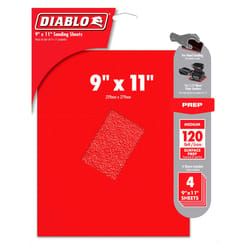 Diablo 9 in. L X 11 in. W 120 Grit Aluminum Oxide Sanding Sheet 4 pk