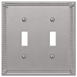 Amerelle Imperial Bead Brushed Nickel 2 gang Die-Cast Metal Toggle Wall Plate 1 pk