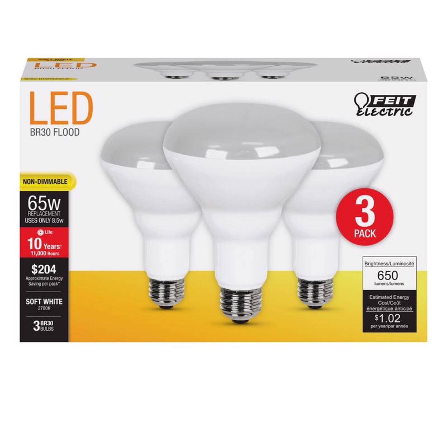 Photos - Light Bulb WATT Feit BR30 E26  LED Bulb Soft White 65  Equivalence 3 pk BR30/1 (Medium)