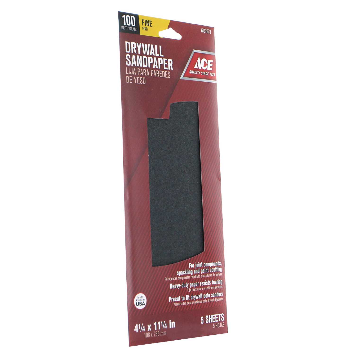 Ace 11-1/4 in. L x 4-1/4 in. W 100 Grit Silicon Carbide Drywall Sanding
