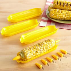 Mr. Bar-B-Q Yellow Plastic Corn Cob Serving Set