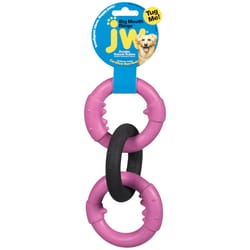 JW Pet Black/Pink Big Mouth Ring Rubber Dog Tug Toy Small 1 pk