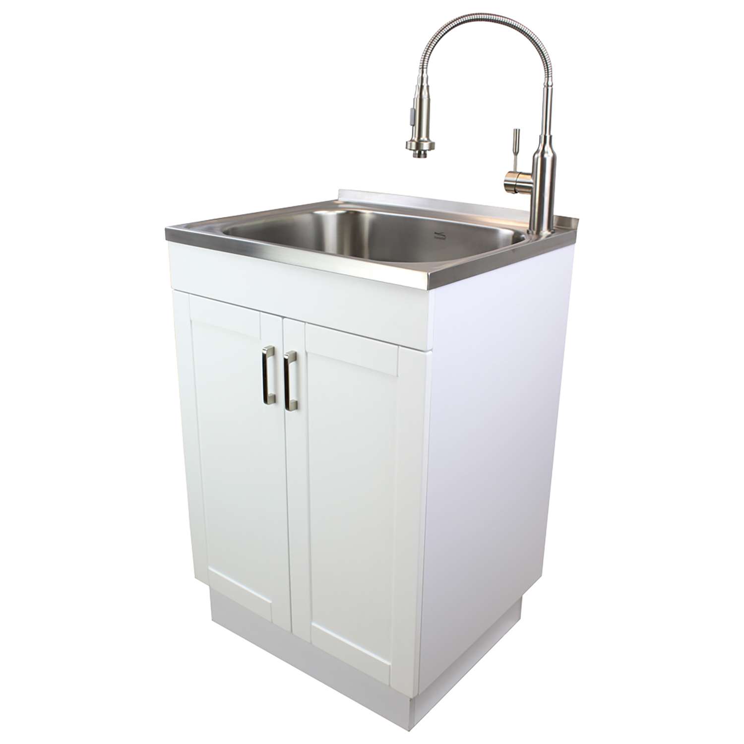 Maile Transitional 28 inch Laundry Cabinet with Pull-out Faucet and ABS Sink