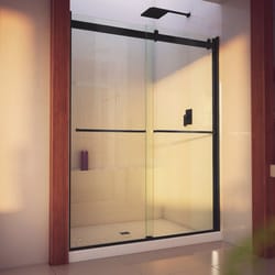 DreamLine Essence-H 76 in. H X 56-60 in. W Satin Black Semi-Frameless Shower Door