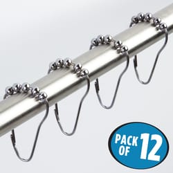 Polished Nickel Wide Shower Curtain Hooks / Shower Curtain Rings Set (12  pack) - Stainless Steel