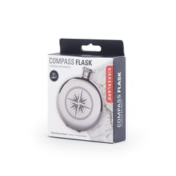 Kikkerland 5 oz Stainless Steel Compass Canteen Flask