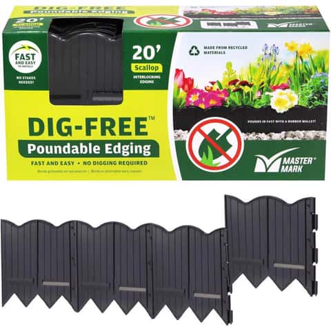 Master Mark Border Master 20 ft. Recycled Plastic Poundable Landscape Lawn Edging with Connectors Black Master Mark Border Master 20 ft. Recycled Plastic Poundable Landscape Lawn Edging with Connectors Black