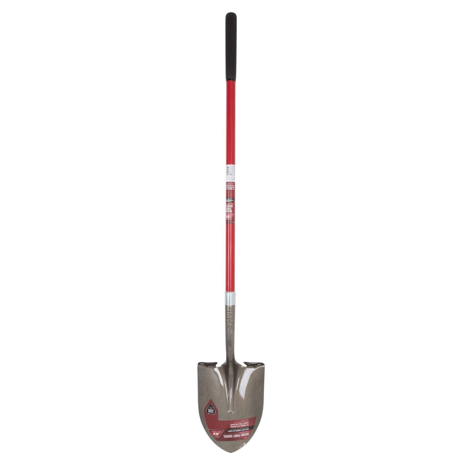 Ace Steel blade Fiberglass Handle 9 in. W X 57.25 in. L Digging Round Point Shovel Ace Hardware