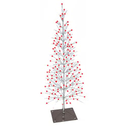 Celebrations LED Red/White Light Birch Tree 7 ft. Yard Decor