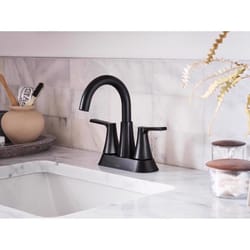 Moen Mikah Matte Black Contemporary Two-Handle Bathroom Sink Faucet 4 in.