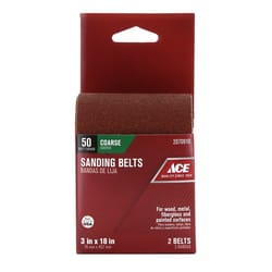 Ace 18 in. L X 3 in. W Aluminum Oxide Sanding Belt 50 Grit Coarse 2 pc