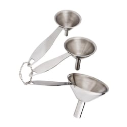 HIC Silver Stainless Steel Funnels with Handle