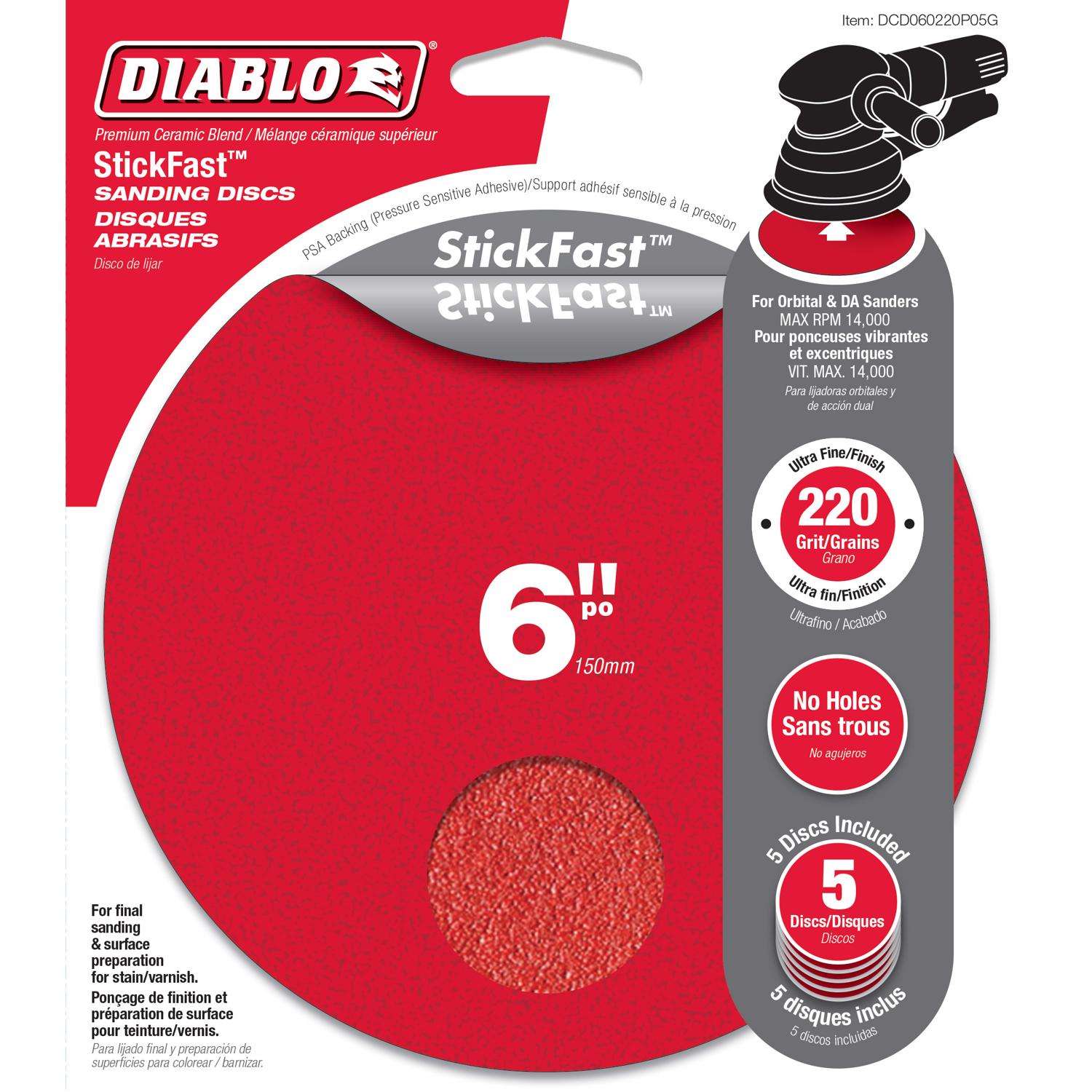 Diablo StickFast 6 in. Ceramic Blend Adhesive ROS Pull Tab Sanding Disc