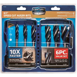 Century Drill & Tool 1/2 to 1-1/4 in. D X 6 in. L Speed Cut Auger Bit Set High Carbon Steel 6 pc
