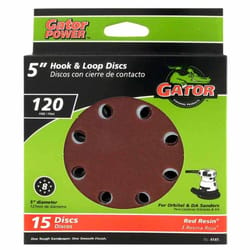 Gator 5 in. Aluminum Oxide Hook and Loop Sanding Disc 120 Grit Fine 15 pk