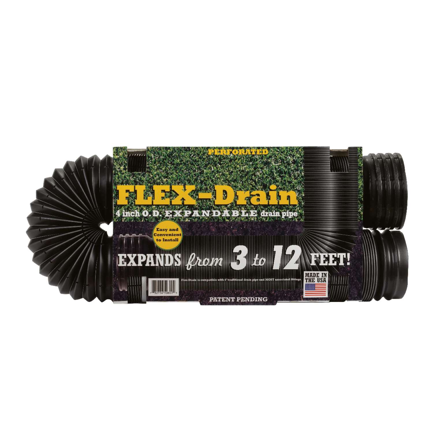 FlexDrain 4 in. D X 12 ft. L Polypropylene Perforated Drain Pipe Ace